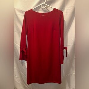 Red Sheath Dress with Bell Sleeves